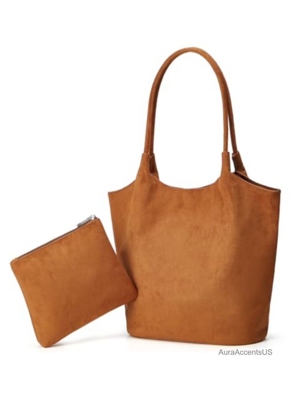 Faux Suede Bucket Bag Large Shoulder Tote Casual Commuter Handbag